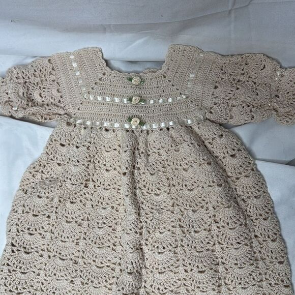 Vintage Handmade Crocheted Baby Christening Gown. - Picture 2 of 8